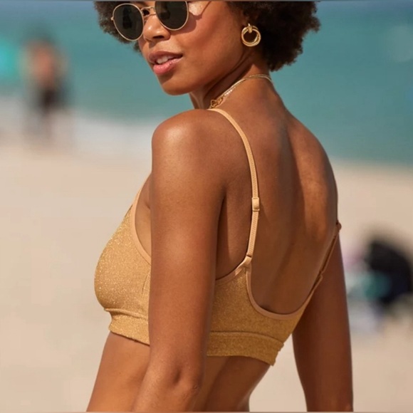 NWT Aerie Sparkle Straight Scoop Cheekiest Bikini Top and Bottom Set - Picture 3 of 12